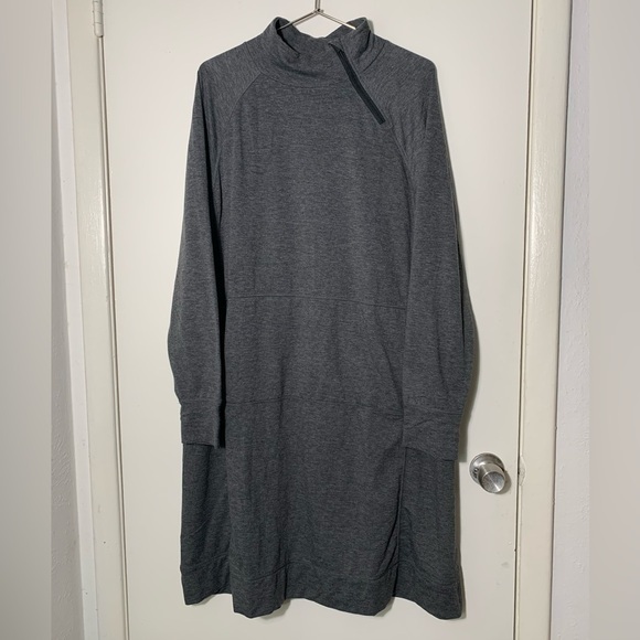 Cuddl duds, gray, long sleeve ,midi, zip neck, mock turtleneck dress. XL - Picture 1 of 6
